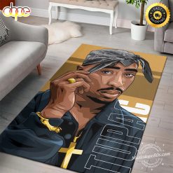 2pac Makaveli Vinyl Cartoon Portrait Rug