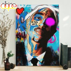 Alternative view of Tupac Shakur Oil Paint Poster Canvas