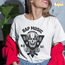 Rap Music Of The 90s Skullcap West and East T-Shirt Rap Music Of The 90s Skullcap West & East T-Shirt