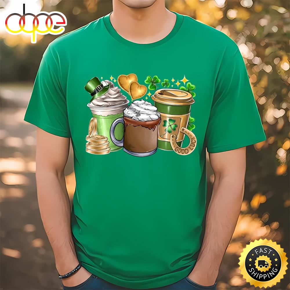 St. Patrick’s Day Coffee Lucky Shamrock Shirt Tee