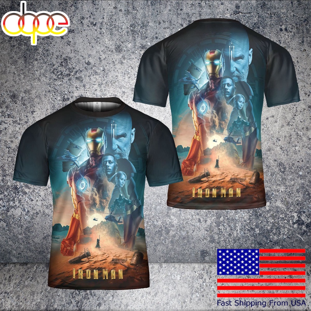 Iron Man Original Movie Art All Over Print T Shirt For Marvel Fans