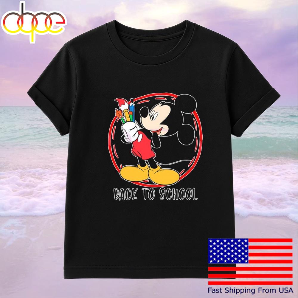 Back To School Mickey Mouse Paintbrush T-Shirt