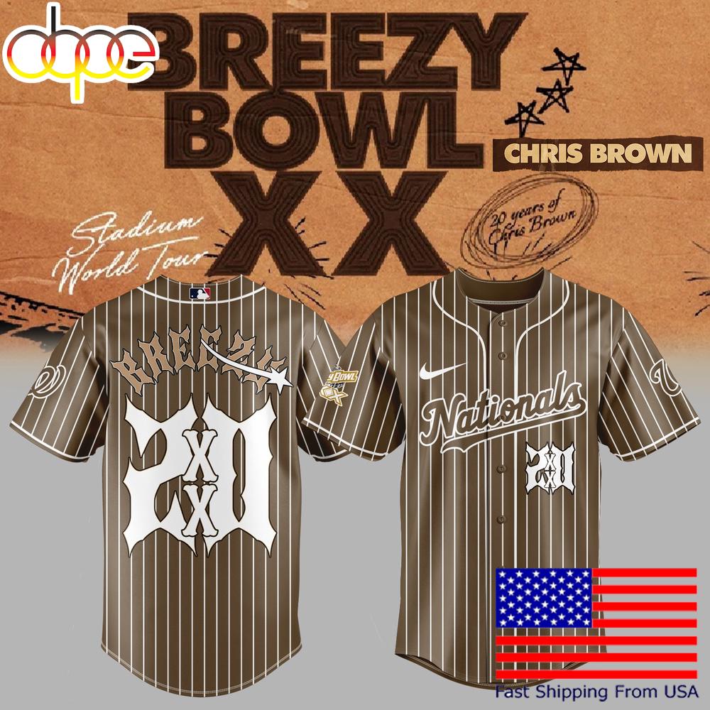 Chris Brown Breezy Bowl XX 2025 Tour WashingTon Nationals Baseball Jersey