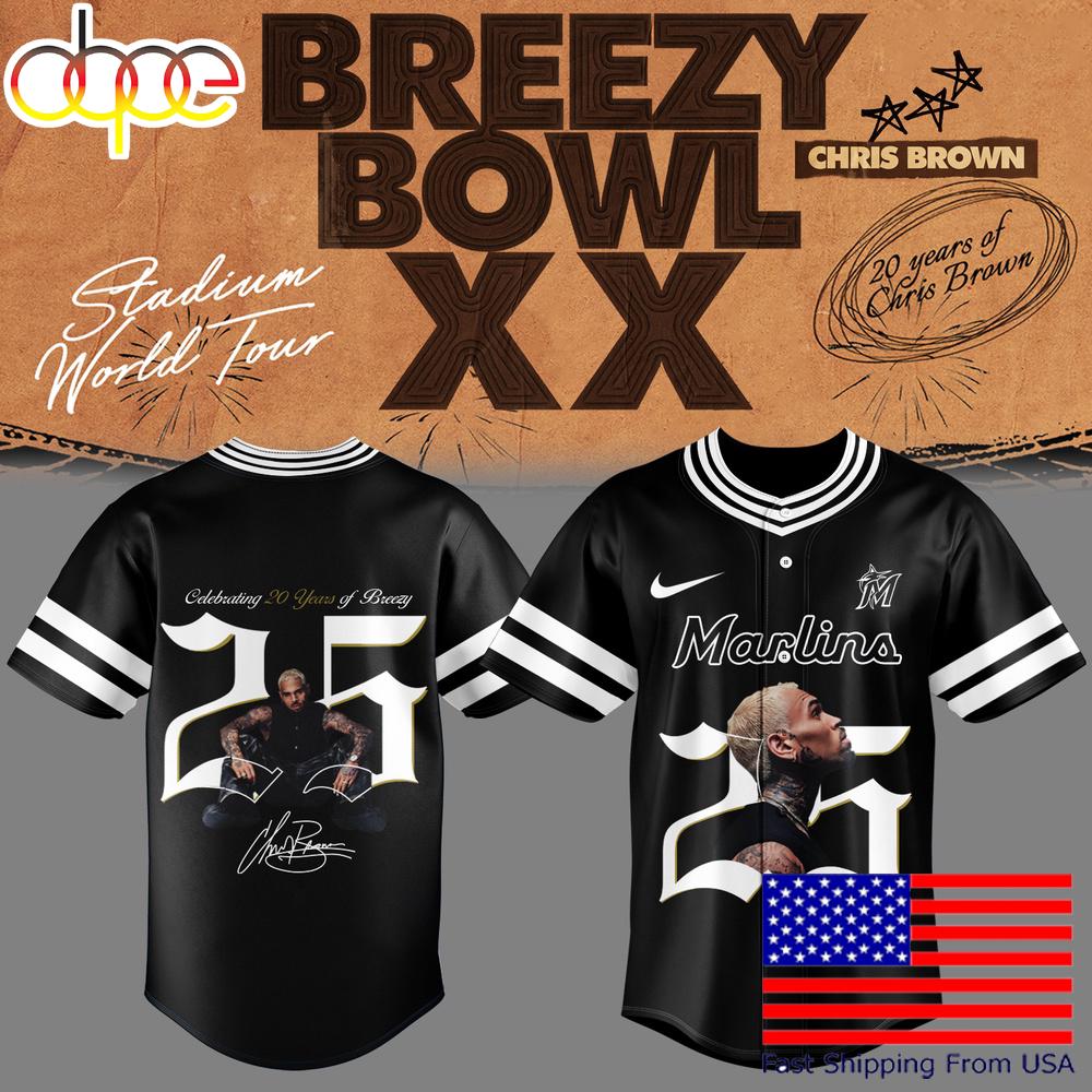 Chris Brown Breezy Bowl XX Miami Marlins Baseball Jersey
