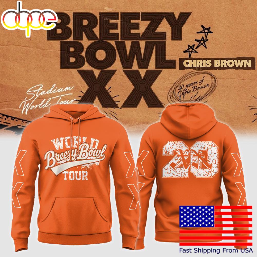 Chris Brown Breezy Bowl XX Tour Orange Hoodie