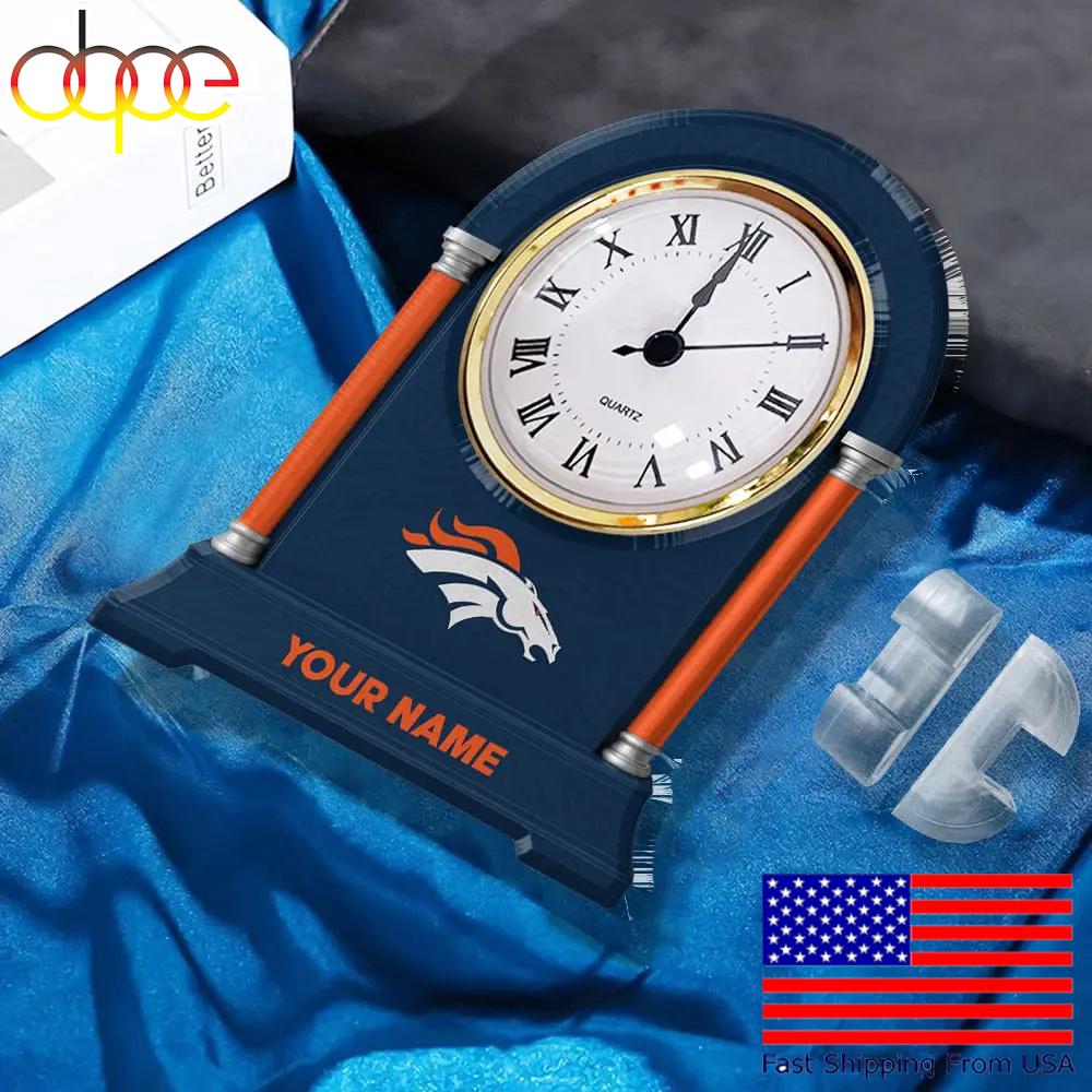Denver Broncos Name Acrylic Clock Plaque, NFL Fan Gift