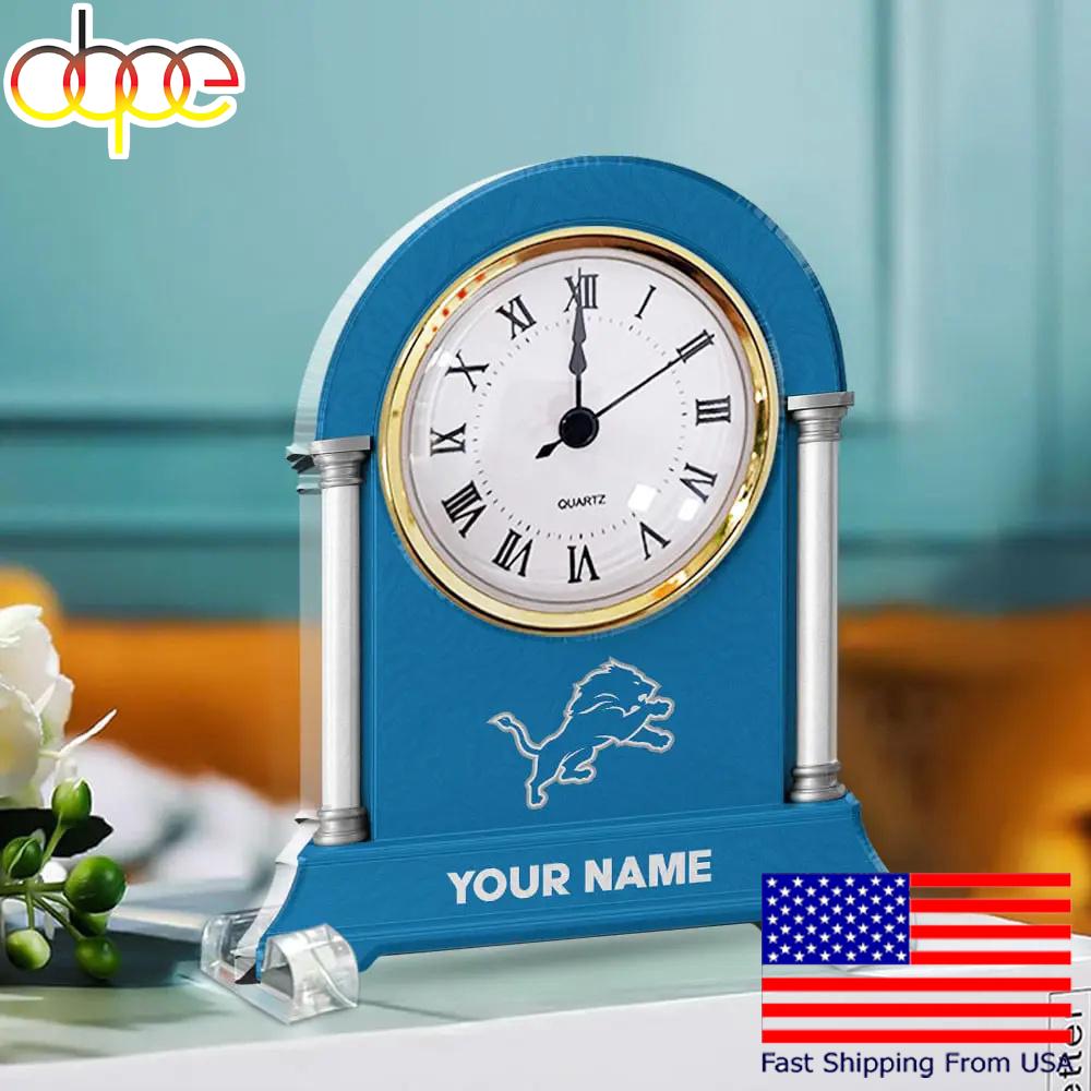 Detroit Lions Name Acrylic Clock Plaque, NFL Fan Gift