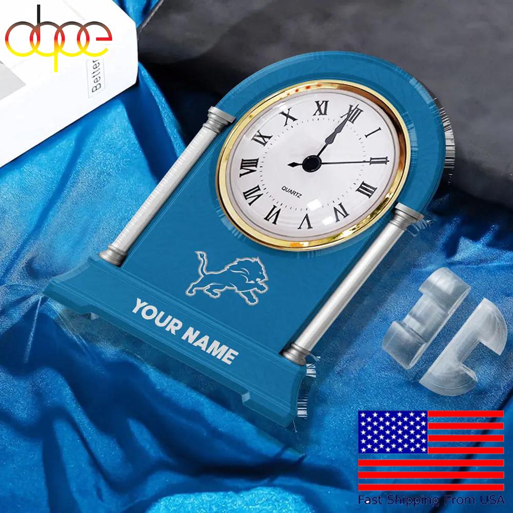 Detroit Lions Name Acrylic Clock Plaque, NFL Fan Gift