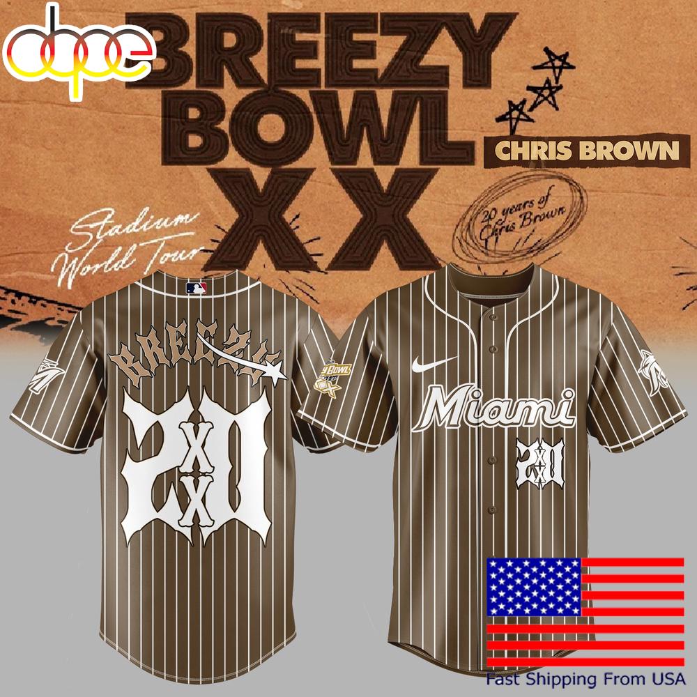 Exclusive Chris Brown Breezy Bowl XX 2025 Concert Miami Marlins Baseball Jersey