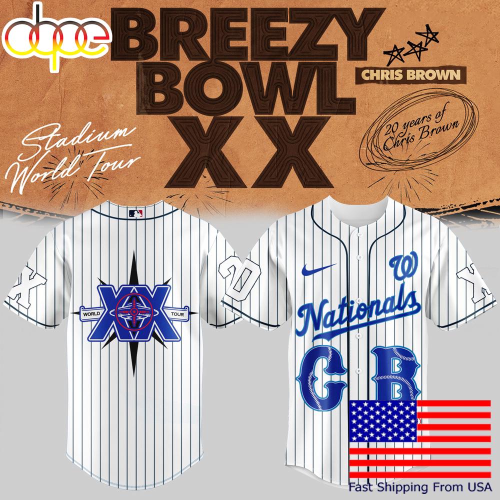 Exclusive Chris Brown Breezy Bowl XX 2025 Concert WashingTon Nationals Baseball Jersey