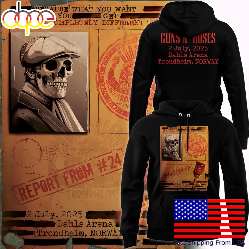 Guns N' Roses Tour At Dahls Arena Trondheim, Norway 2025 Black Hoodie