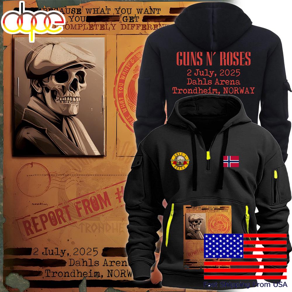 Guns N' Roses Tour At Dahls Arena Trondheim, Norway 2025 Black Quarter Zip Hoodie