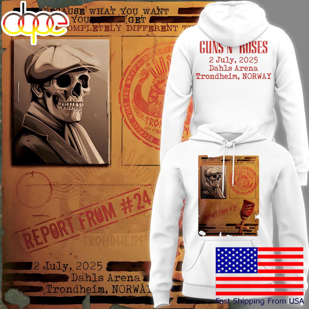 Guns N' Roses Tour At Dahls Arena Trondheim, Norway 2025 White Hoodie