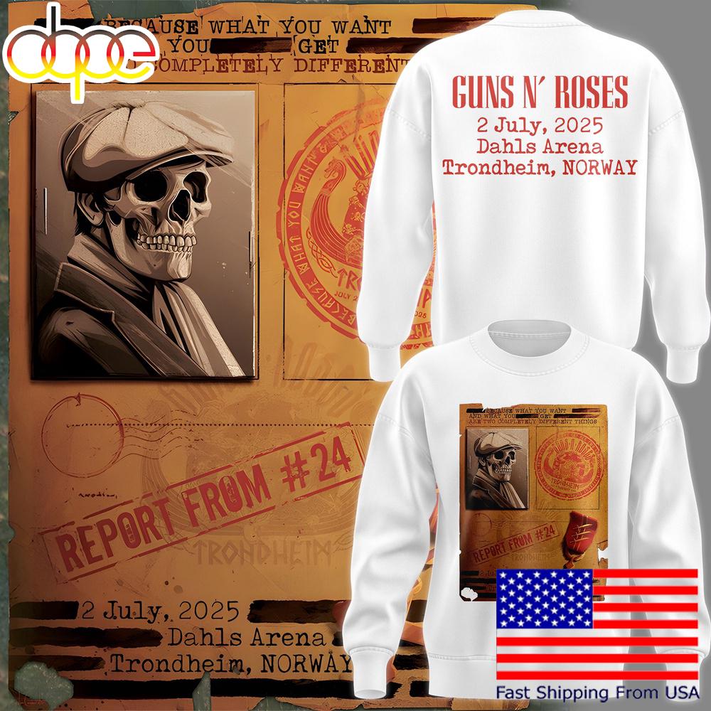 Guns N' Roses Tour At Dahls Arena Trondheim, Norway 2025 White Sweatshirt