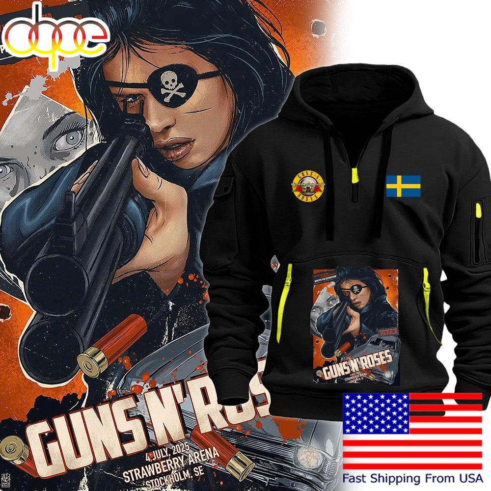 Guns N' Roses Tour At Strawberry Arena Stockholm, SE 2025 Quarter Zip Hoodie
