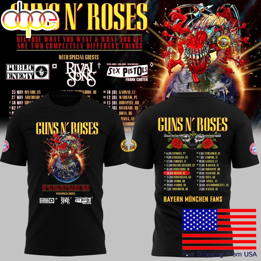 Limited Edition Guns N' Roses World Tour To Germany 2025 T-Shirt