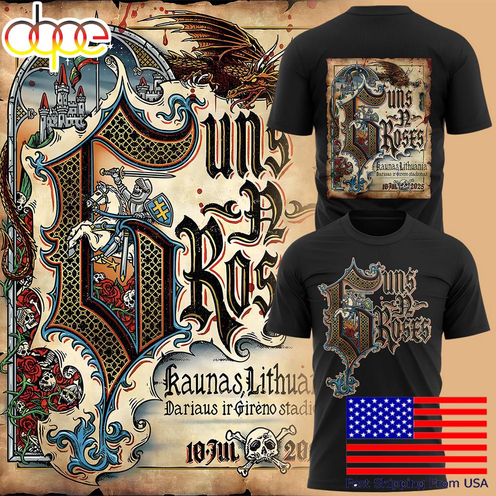 Limited Edition Guns N' Roses World Tour To Kaunas 2025 T-Shirt