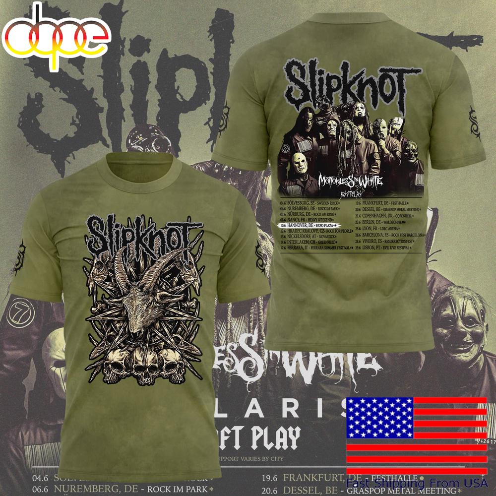 Limited Edition Slipknot Europe Tour To Germany 2025 Green T-Shirt
