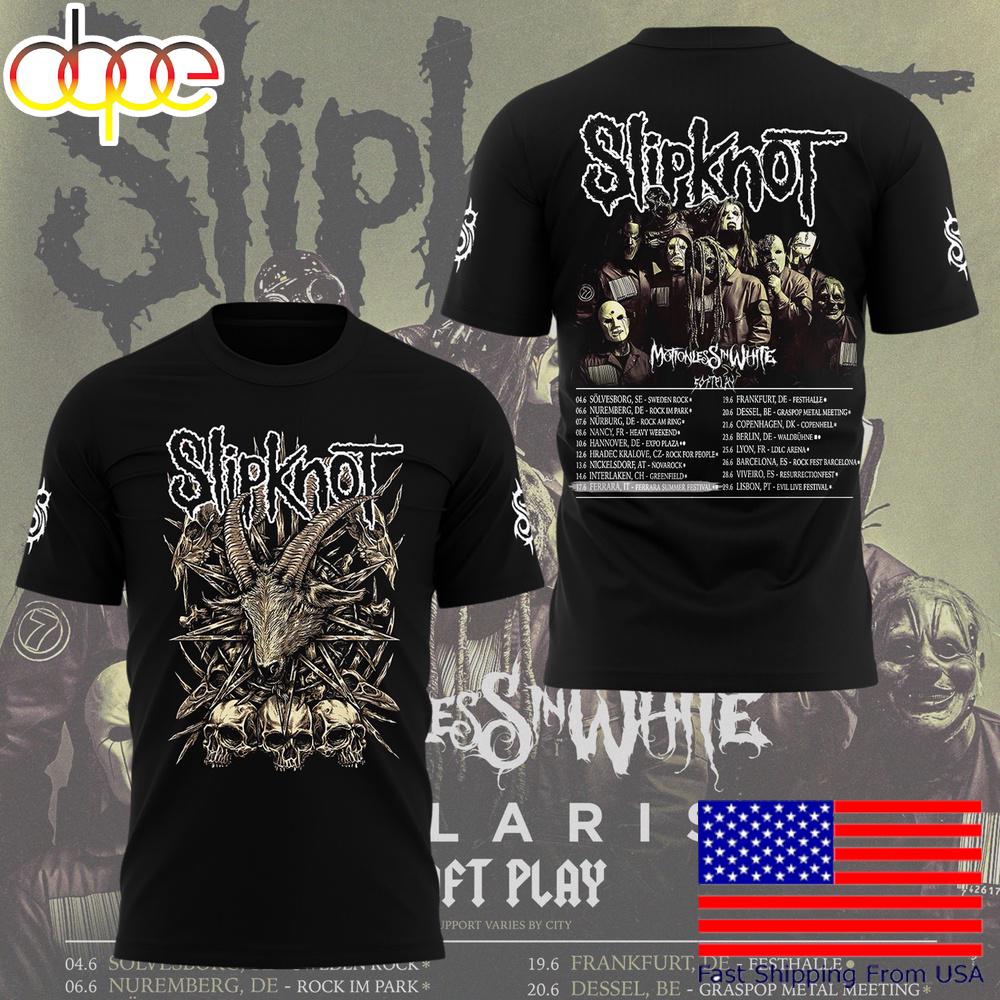 Limited Edition Slipknot Europe Tour To Italy 2025 T-Shirt
