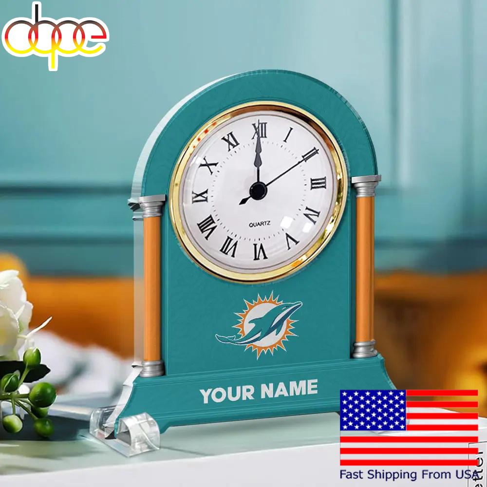 Miami Dolphins Name Acrylic Clock Plaque, NFL Fan Gift