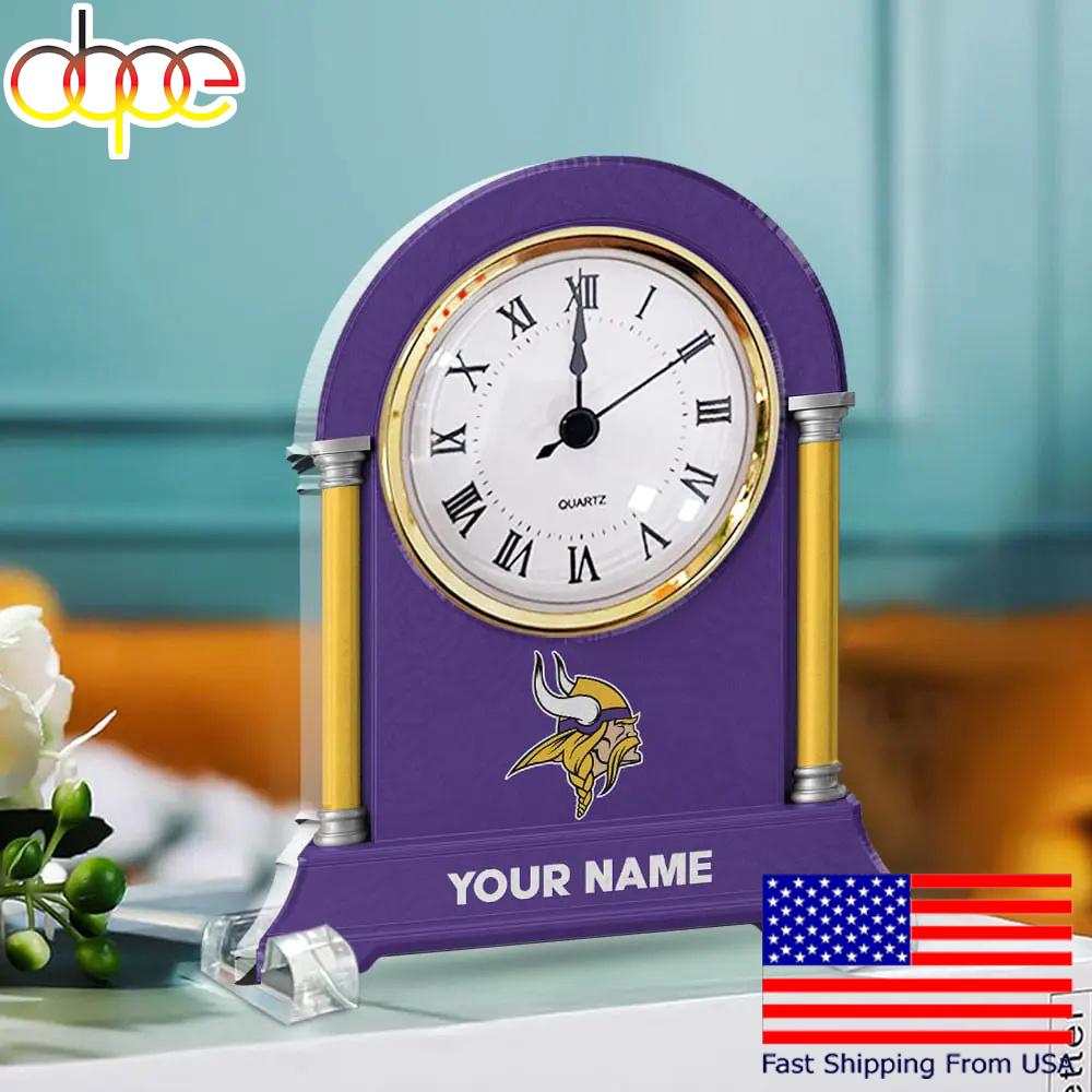 Minnesota Vikings Name Acrylic Clock Plaque, NFL Fan Gift