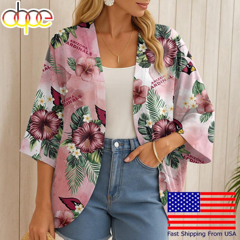NFL Arizona Cardinals Hawaii State Flower Beach Kimono Women
