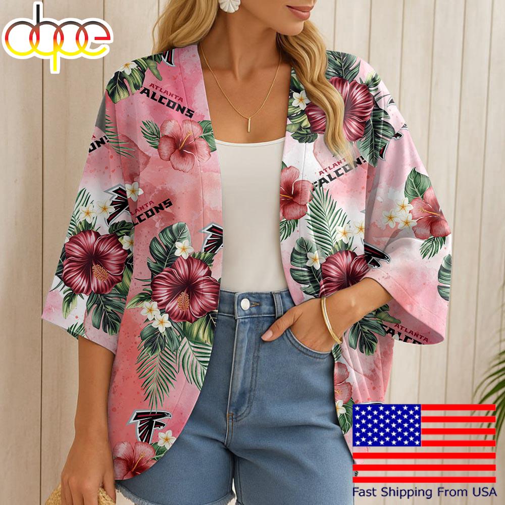 NFL Atlanta Falcons Hawaii State Flower Beach Kimono Women