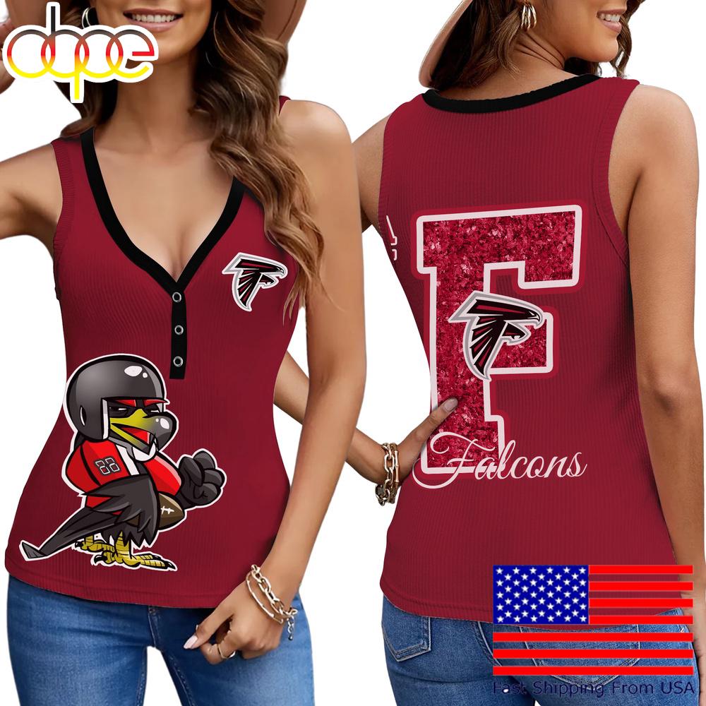 NFL Atlanta Falcons Mascot New 2025 Women V-Neck Ribbed Tank Top