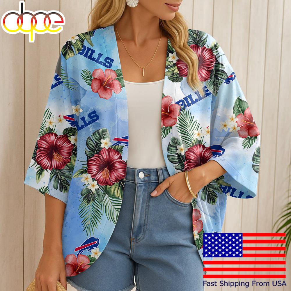 NFL Buffalo Bills Hawaii State Flower Beach Kimono Women