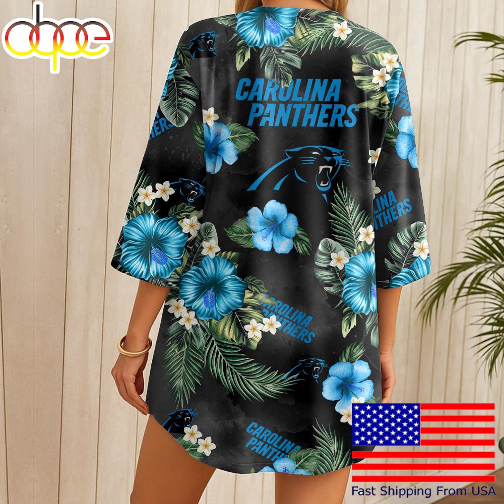 NFL Carolina Panthers Hawaii State Flower Beach Kimono Women