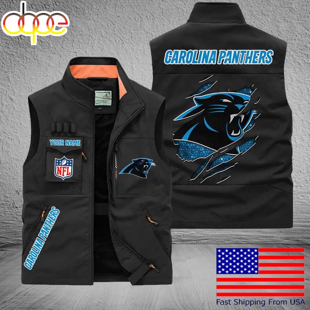 NFL Carolina Panthers Team Logo On Back Sleeveless Jacket