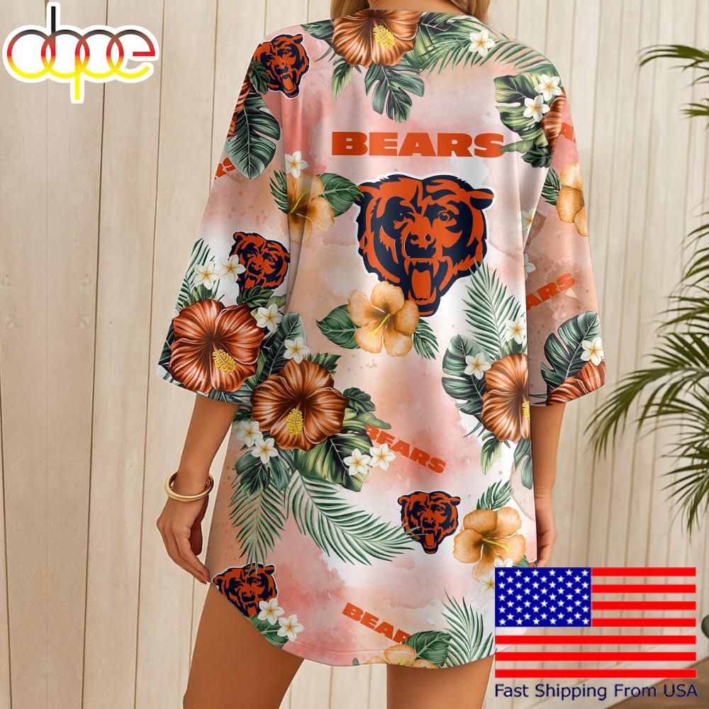 NFL Chicago Bears Hawaii State Flower Beach Kimono Women
