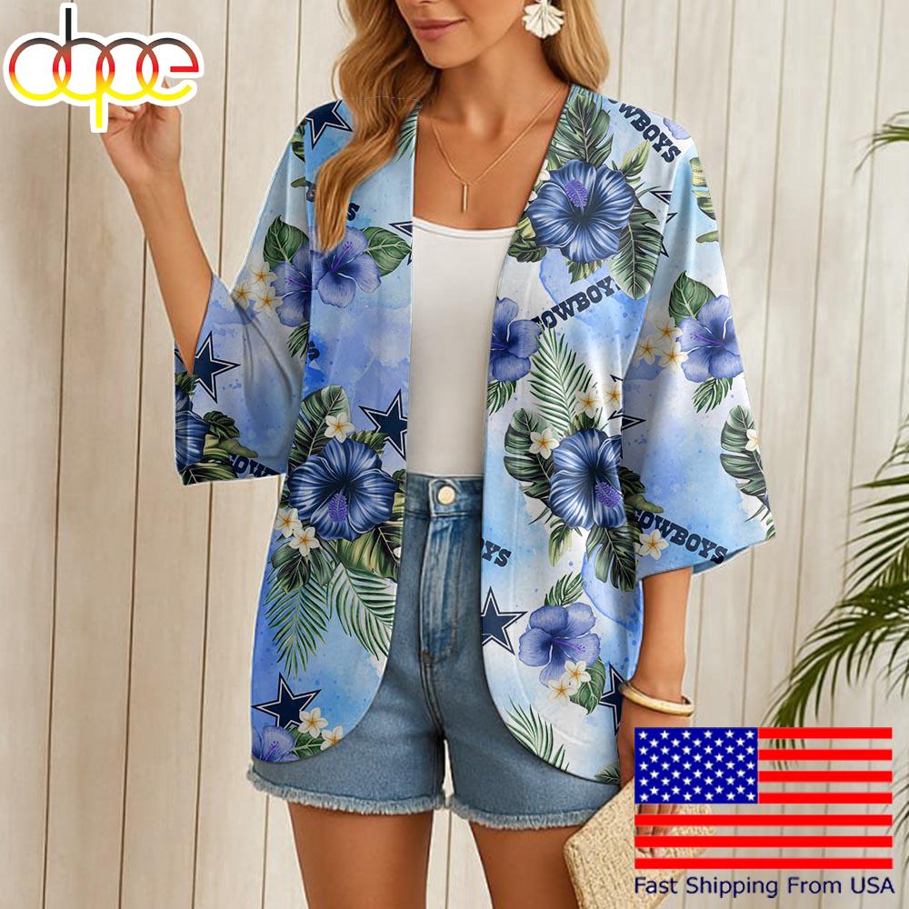 NFL Dallas Cowboys Hawaii State Flower Beach Kimono Women