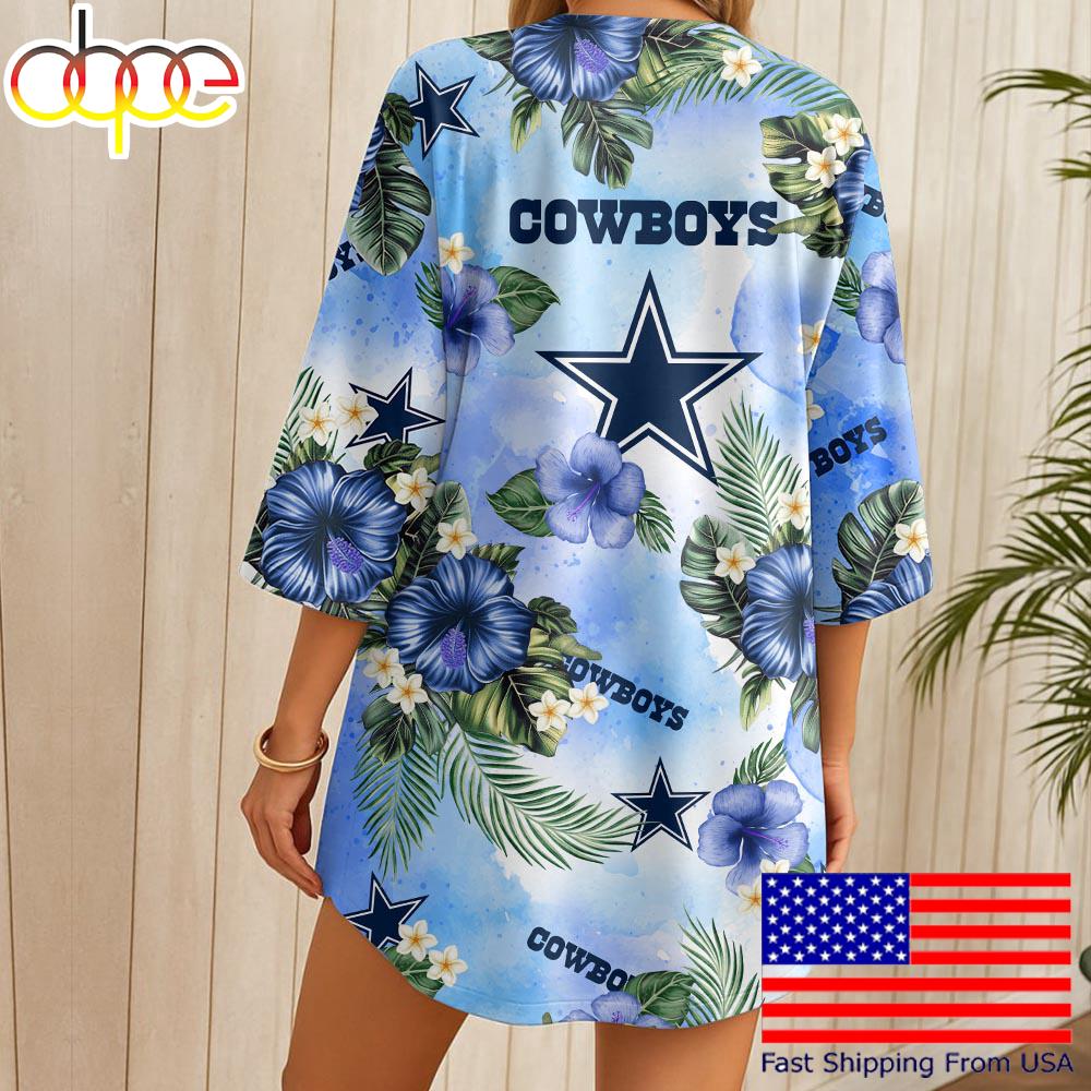 NFL Dallas Cowboys Hawaii State Flower Beach Kimono Women
