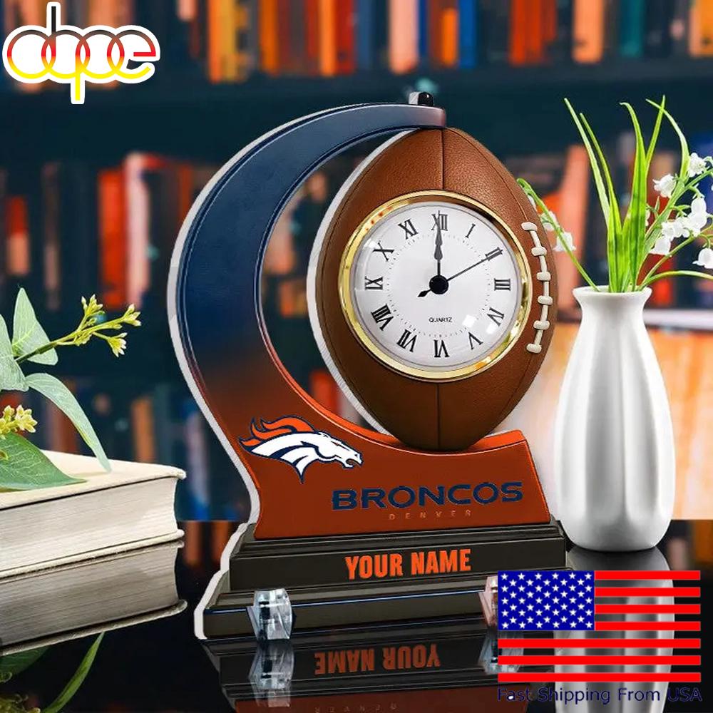 NFL Denver Broncos Football Icon Custom Acrylic Clock Plaque