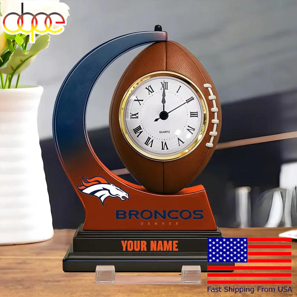NFL Denver Broncos Football Icon Custom Acrylic Clock Plaque