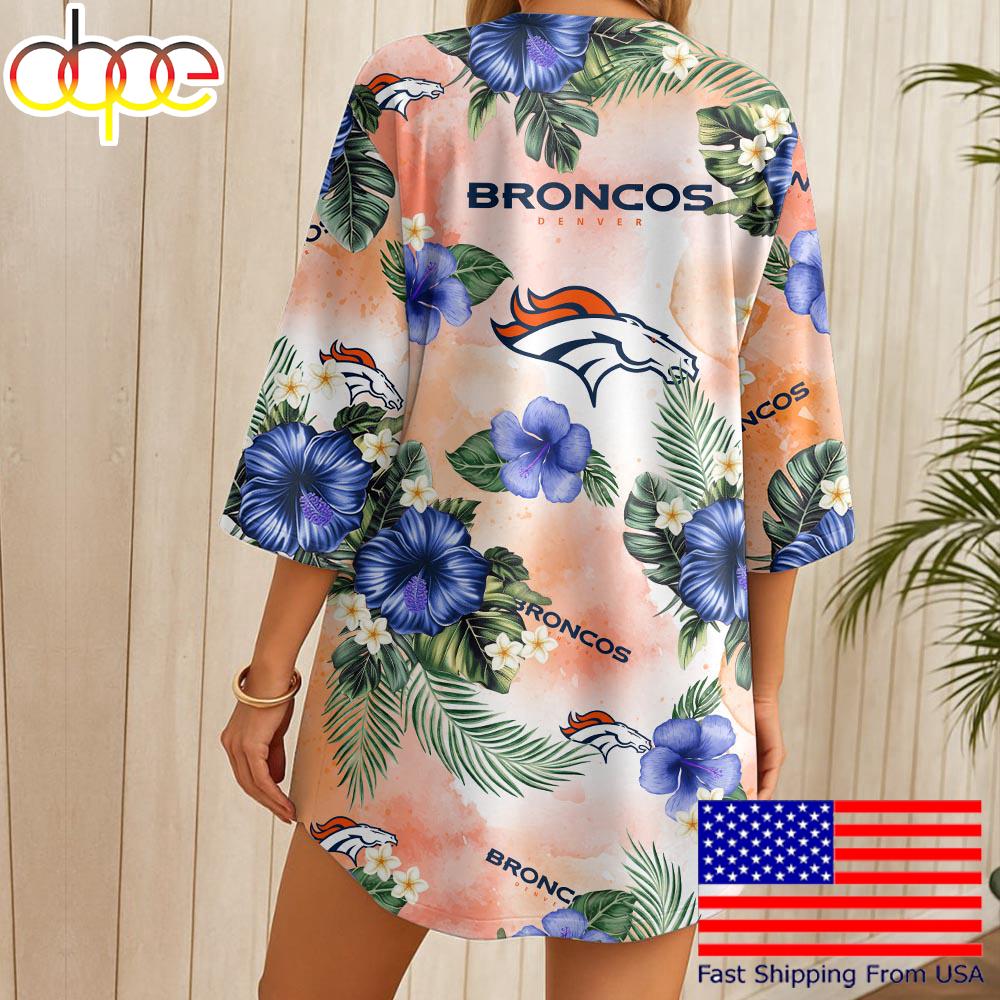NFL Denver Broncos Hawaii State Flower Beach Kimono Women