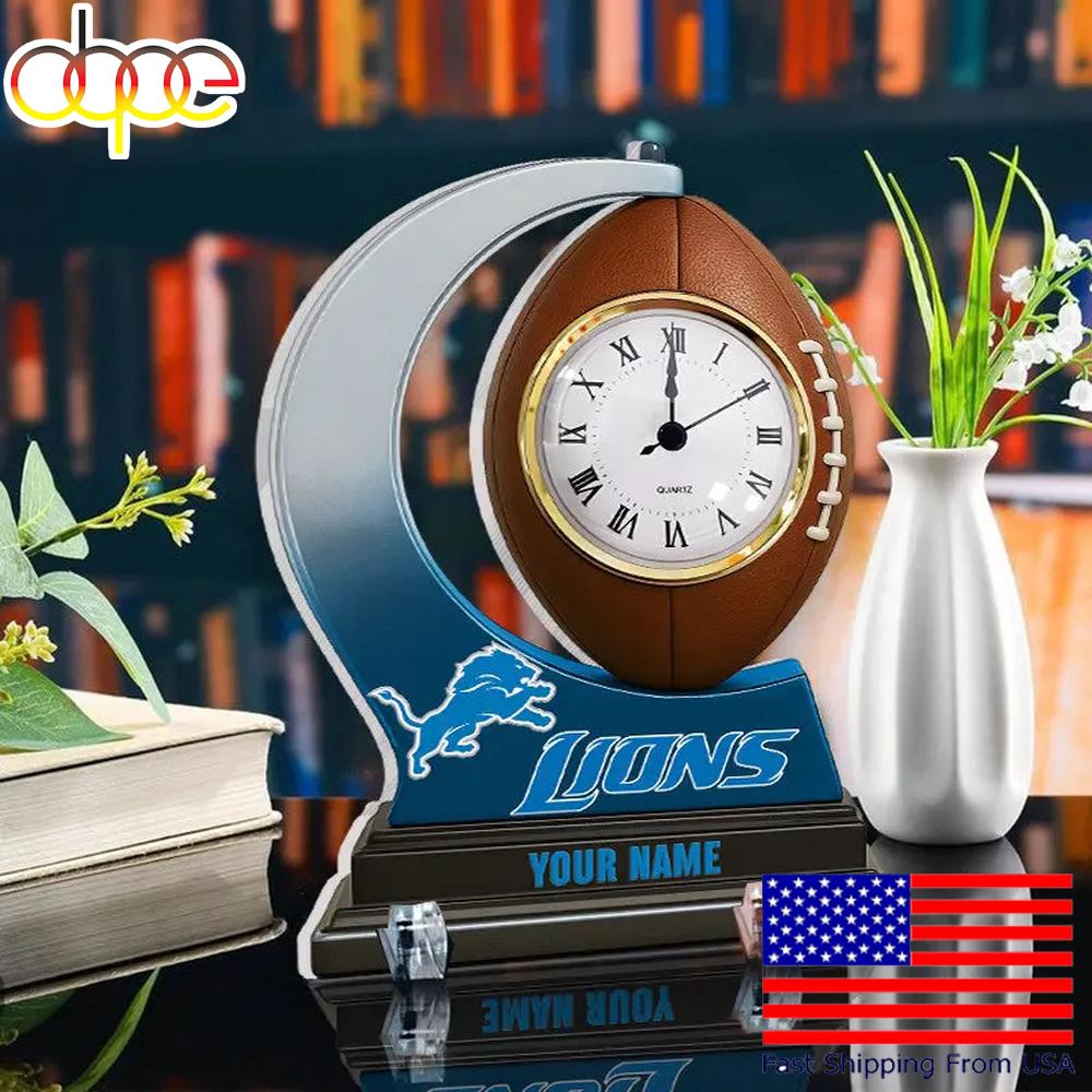 NFL Detroit Lions Football Icon Custom Acrylic Clock Plaque