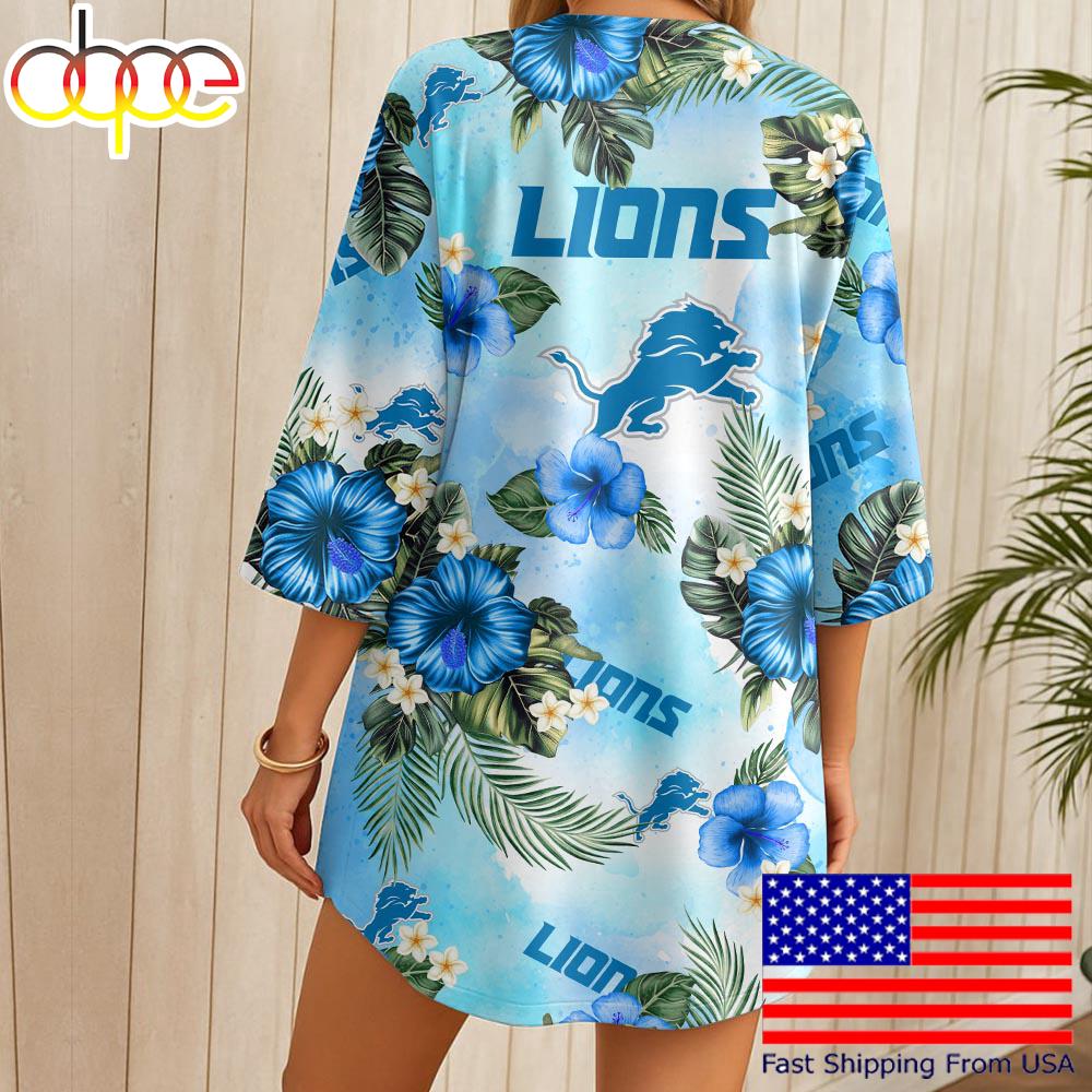 NFL Detroit Lions Hawaii State Flower Beach Kimono Women