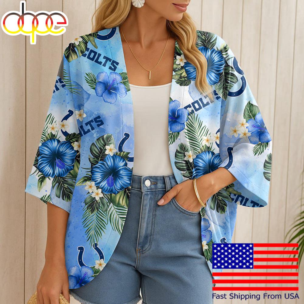 NFL Indianapolis Colts Hawaii State Flower Beach Kimono Women
