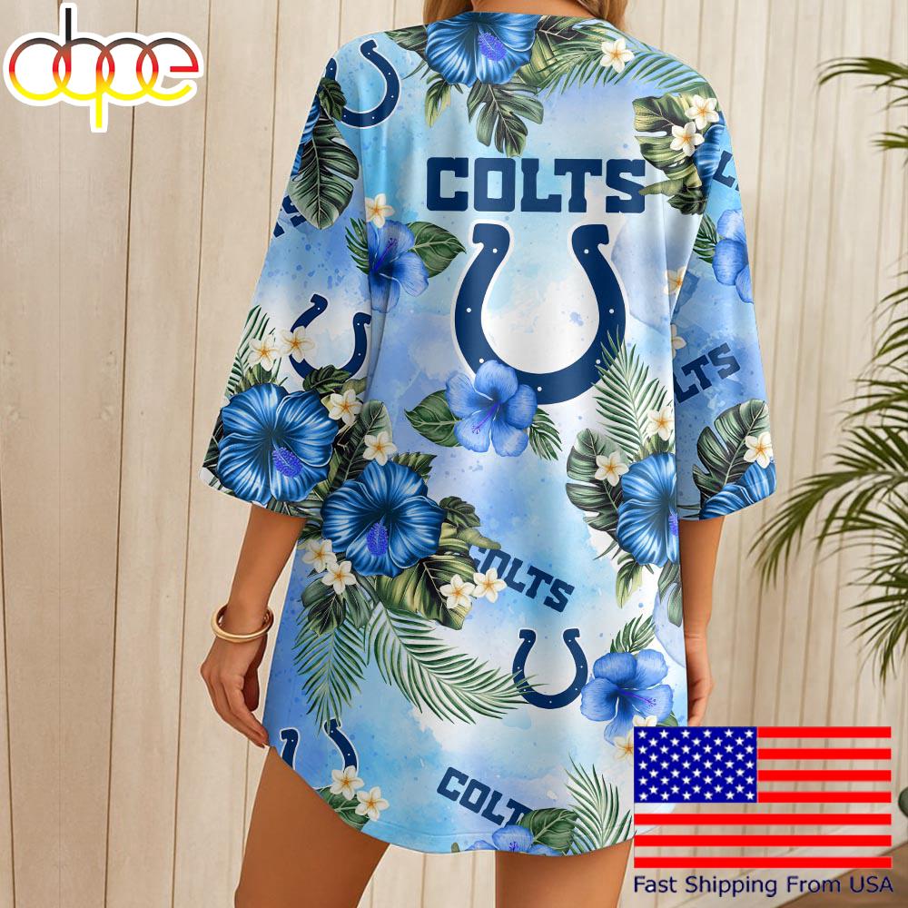 NFL Indianapolis Colts Hawaii State Flower Beach Kimono Women