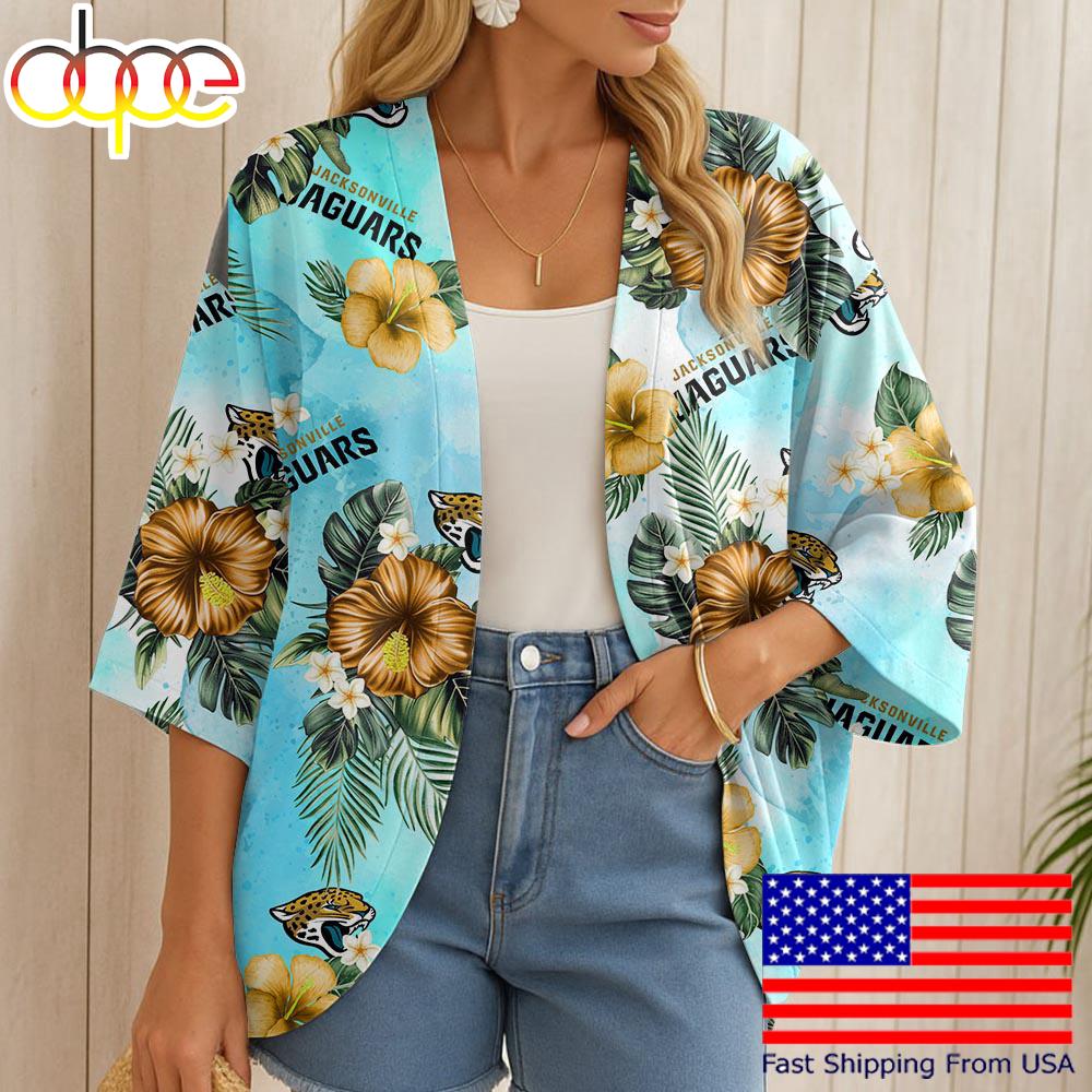 NFL Jacksonville Jaguars Hawaii State Flower Beach Kimono Women