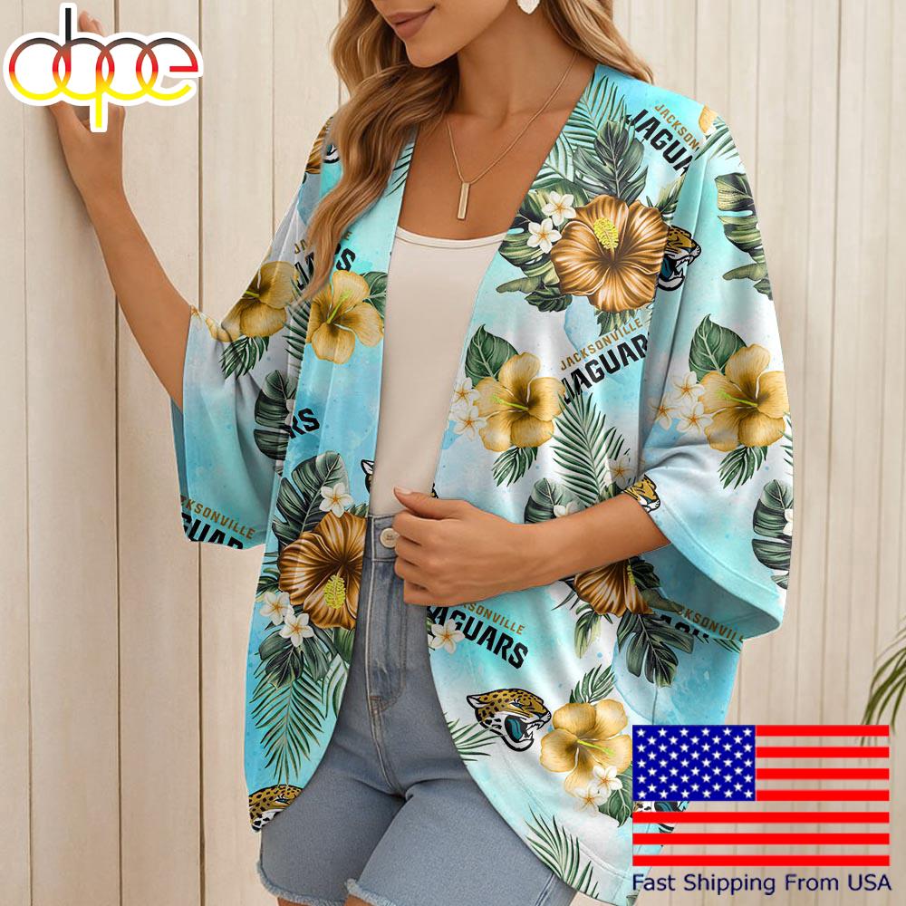 NFL Jacksonville Jaguars Hawaii State Flower Beach Kimono Women