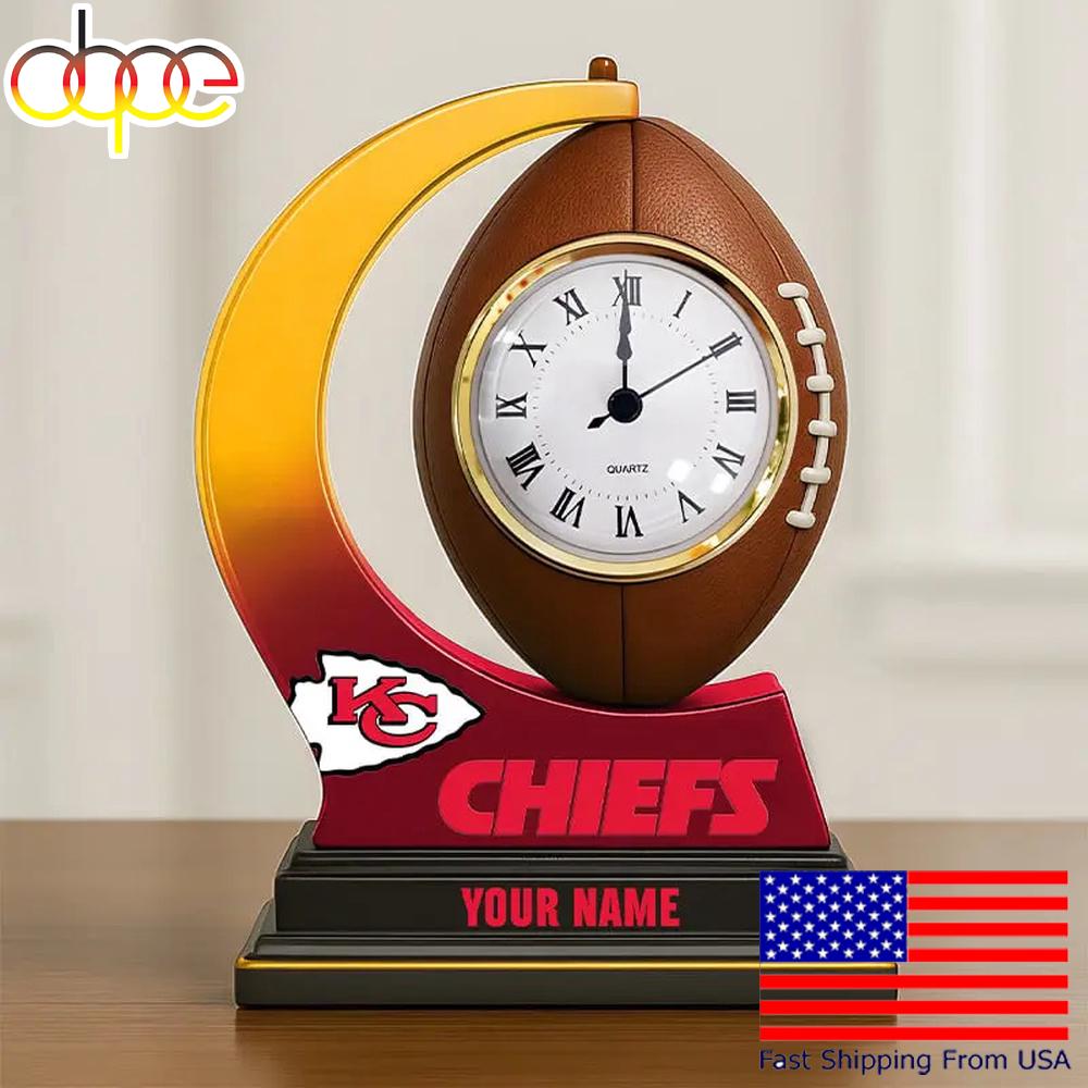 NFL Kansas City Chiefs Football Icon Custom Acrylic Clock Plaque