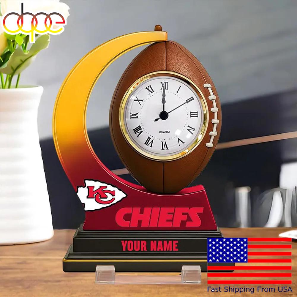 NFL Kansas City Chiefs Football Icon Custom Acrylic Clock Plaque