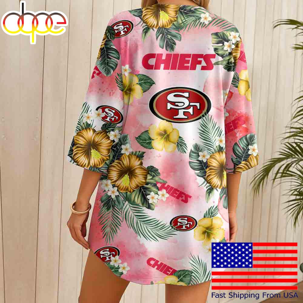 NFL Kansas City Chiefs Hawaii State Flower Beach Kimono Women