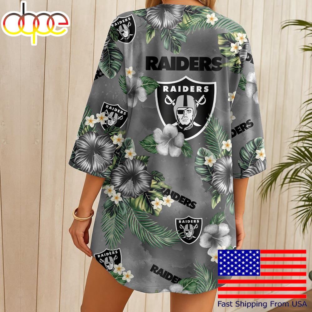 NFL Las Vegas Raiders Hawaii State Flower Beach Kimono Women