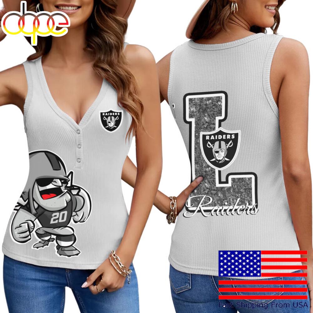 NFL Las Vegas Raiders Mascot New 2025 Women V-Neck Ribbed Tank Top