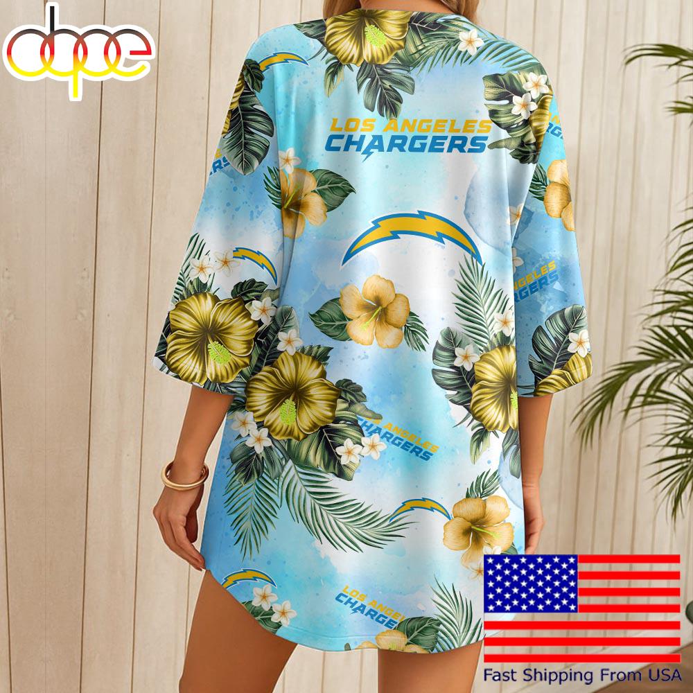 NFL Los Angeles Chargers Hawaii State Flower Beach Kimono Women