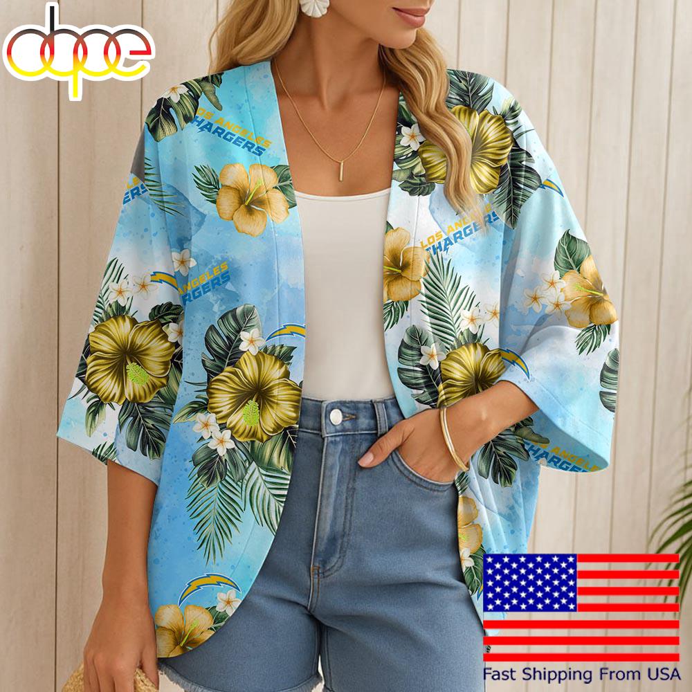 NFL Los Angeles Chargers Hawaii State Flower Beach Kimono Women